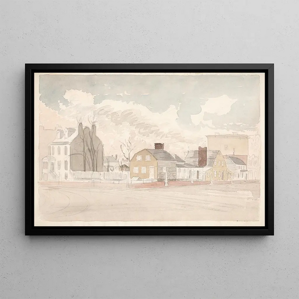 View from the northeast corner of 17th and H Sts, spring 1875, Washington DC - James Madison Alden — framed artwork on a wall