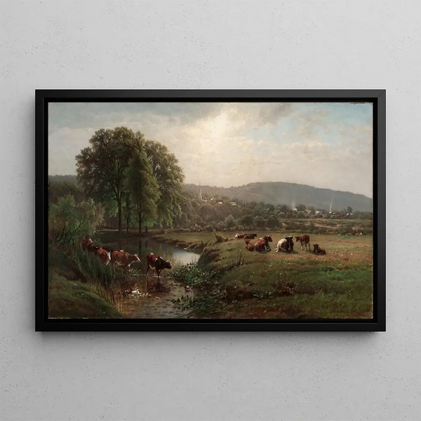 Morning in New England - James McDougal Hart — framed artwork on a wall