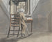 Rear view of a man sitting in an attic - James Miller — artwork view