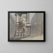 Rear view of a man sitting in an attic - James Miller — framed artwork on a wall
