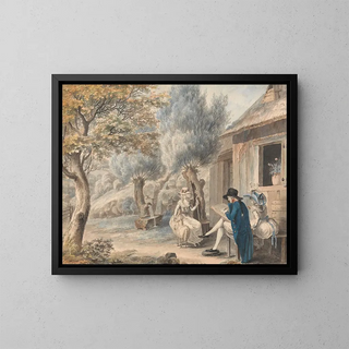 L'artiste esquissant Mlle de St Legier en bergère - James Moore — framed artwork on a wall