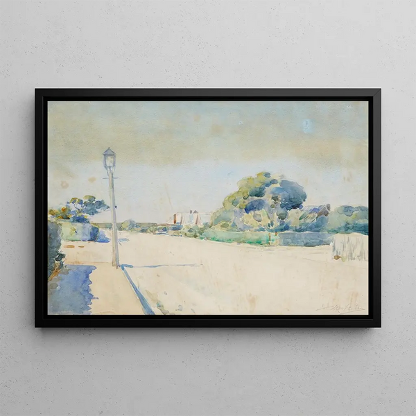 Street scene painting - James Nairn — framed artwork on a wall
