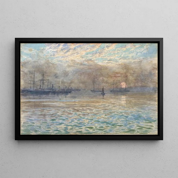 Winter Morning Harbor of Wellington - James Nairn — framed artwork on a wall