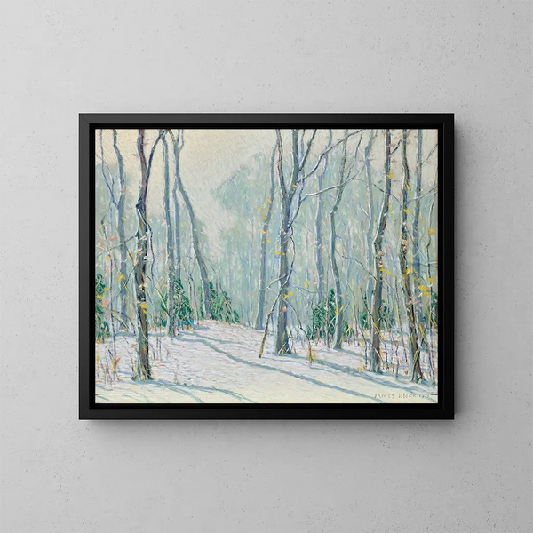 Winter landscape painting in Fort Lee, NJ - James P. Knox — framed artwork on a wall
