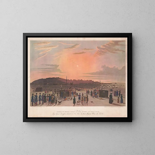 View of the famous ice bridge formed between Quebec and Lévis - James Pattison Cockburn — framed artwork on a wall
