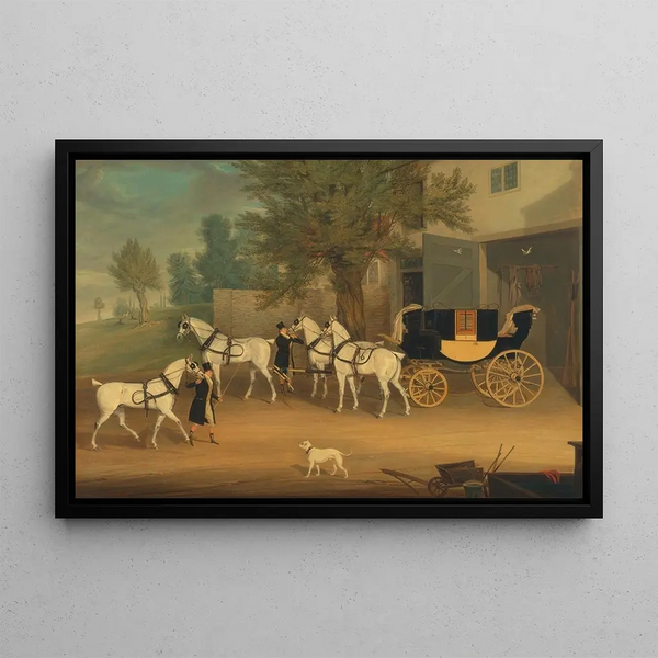 L'attelage privé de John Smith Barry et son équipe grise - James Pollard — framed artwork on a wall