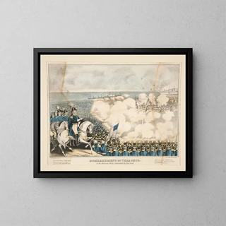 Vera Cruz Bombardment Painting - James S Baillie — framed artwork on a wall