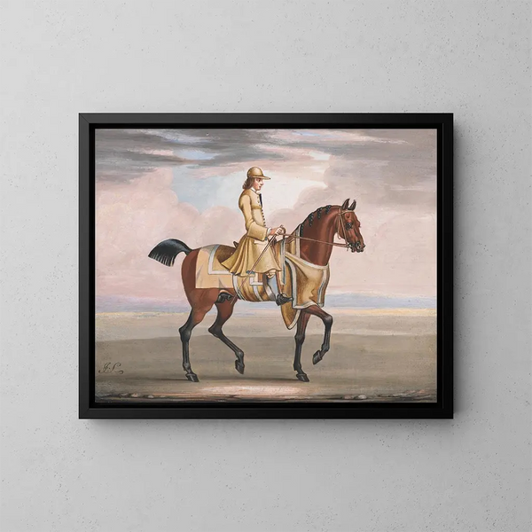 A brown horse in exercise - James Seymour — framed artwork on a wall