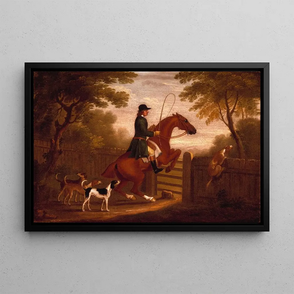 Jumping the Barrier - James Seymour — framed artwork on a wall