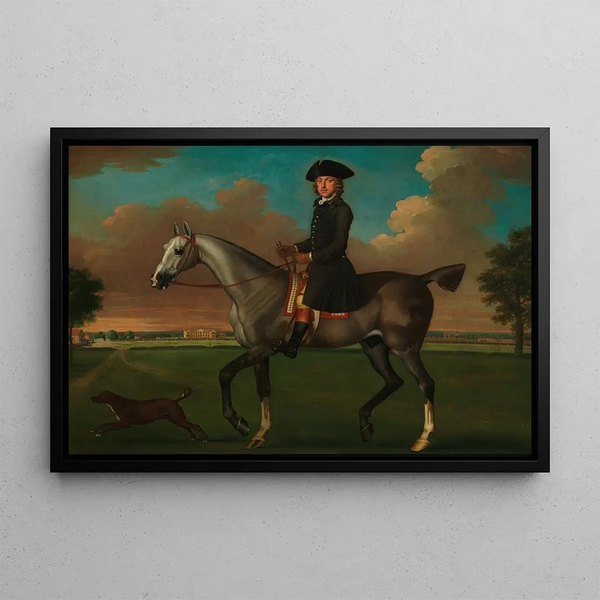 Portrait of a Cavalier - James Seymour — framed artwork on a wall