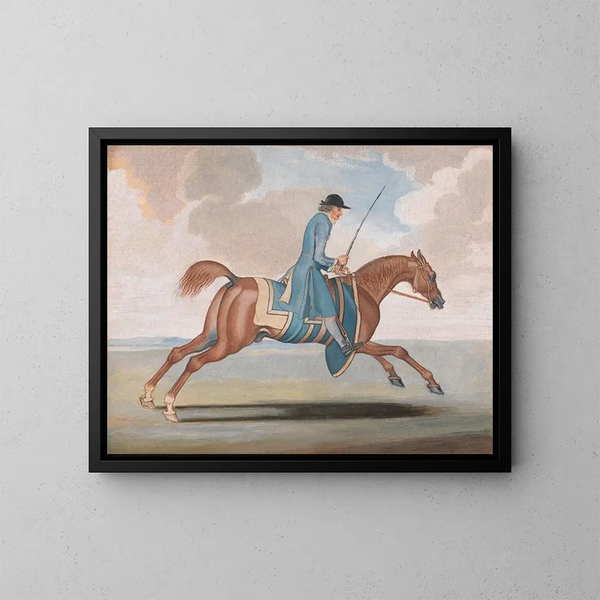 Horse racing painting exercised by a groom trainer - James Seymour — framed artwork on a wall