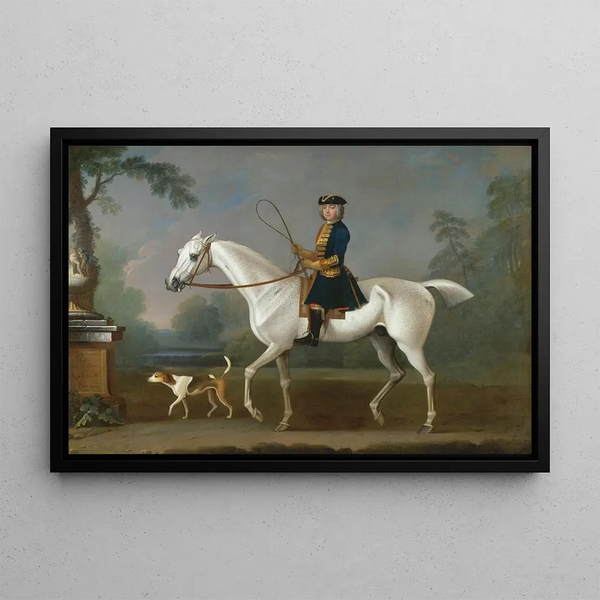 Sir Roger Burgoyne chevauchant Badger - James Seymour — framed artwork on a wall