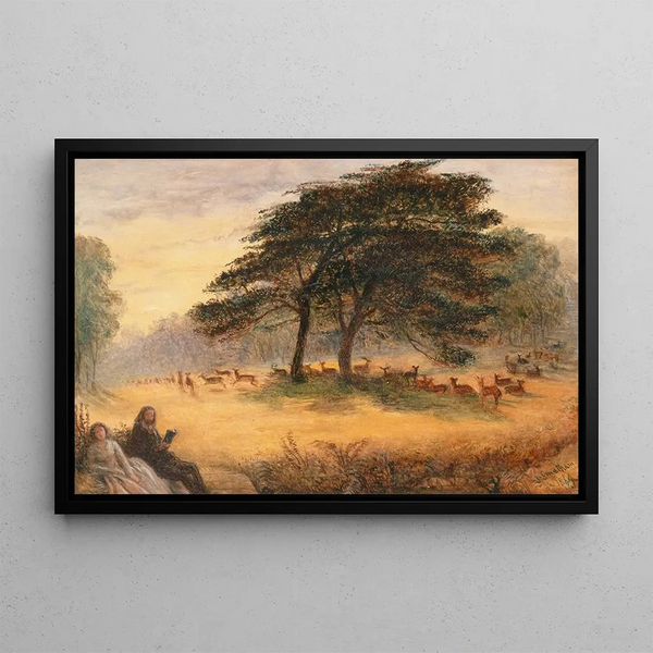 Amoureux dans le parc de Richmond - James Smetham — framed artwork on a wall
