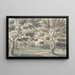 Conception for a landscaped garden with ponds seen through trees - James Spyers — framed artwork on a wall