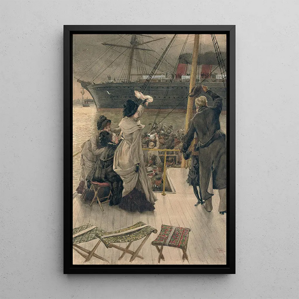 Goodbye on the Mersey - James Tissot — framed artwork on a wall