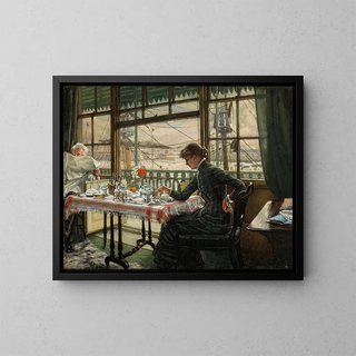 Bedroom overlooking the port - James Tissot — framed artwork on a wall