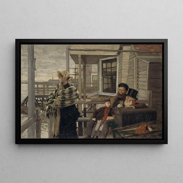 L'Auberge des Trois Corbeaux at Gravesend - James Tissot — framed artwork on a wall