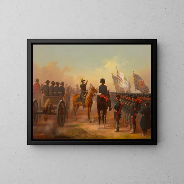 Examen des troupes du Rhode Island et du Maine - James Walker — framed artwork on a wall