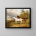 a painting Un cheval bai et un cheval gris dans un paysage - James Walsham Baldock — framed artwork on a wall