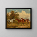 Two Chestnut and One Dapple Gray Horses in a Field with Trees on the Left - James Walsham Baldock — framed artwork on a wall