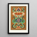 Conception montrant l'analyse des couleurs dans le plumage d'un paon - James Ward — framed artwork on a wall