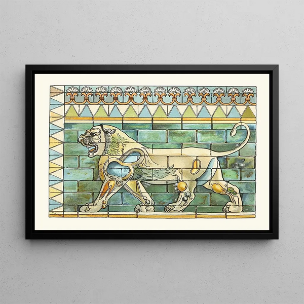 the lion frieze from the ancient Persian palace at Susa - James Ward — framed artwork on a wall