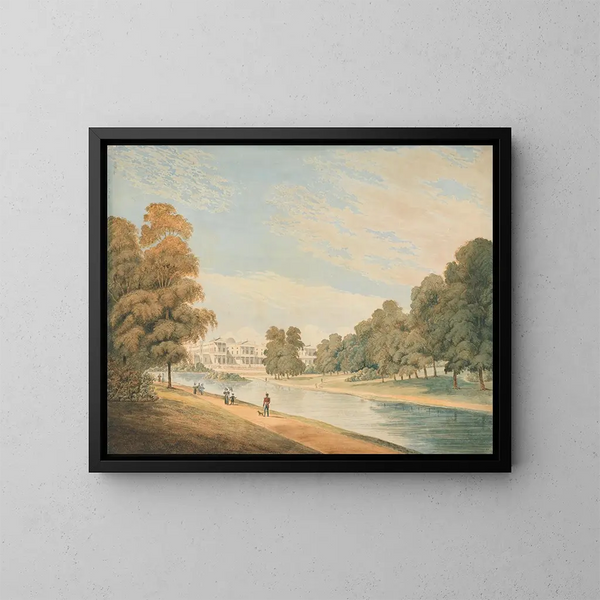 The Buckingham Palace from St James's Park - James Wilcox — framed artwork on a wall