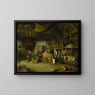 Interior of a peasant's house - James de Rijk — framed artwork on a wall