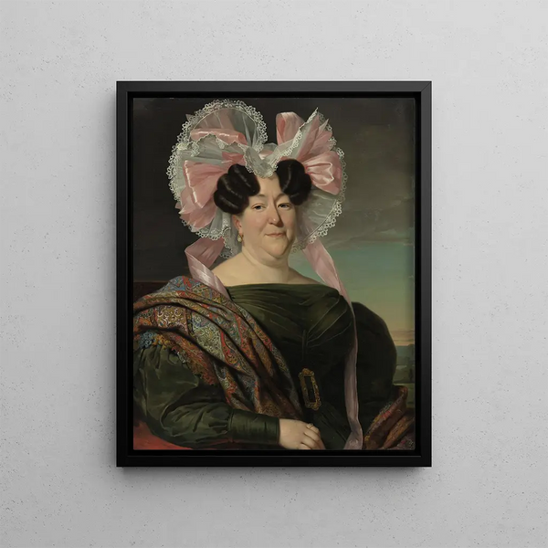Portrait of an Unknown Woman - Jan Adam Kruseman — framed artwork on a wall