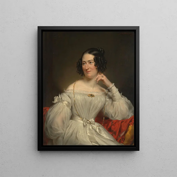 Portrait of Abrahamina Henritte Wurfbain 1808-1883 wife of Jacob de Vos Jz - Jan Adam Kruseman — framed artwork on a wall