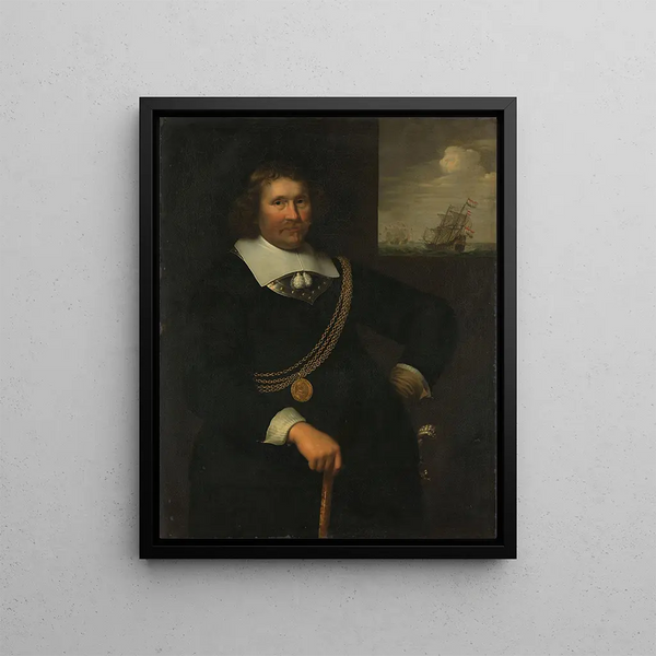 Portrait painting of Jan Cornelisz Meppel, Lieutenant Admiral of Holland and West Frisia - Jan Albertsz Rotius — framed artwork on a wall