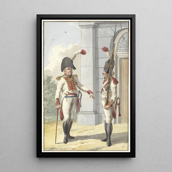ficier grenadier and soldier of the Guard of the Pensioner of the Batavian Republic - Jan Anthonie Langendijk — framed artwork on a wall
