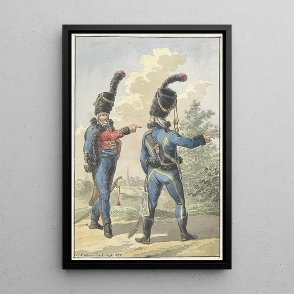 Two Standing Soldiers - Jan Anthonie Langendijk — framed artwork on a wall