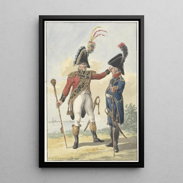 Two Standing Officers - Jan Anthonie Langendijk — framed artwork on a wall