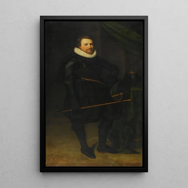 Portrait of Sir John Burroughs 1587-1627 - Jan Anthonisz van Ravesteyn — framed artwork on a wall