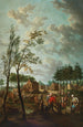 Village scene with peasants in the foreground - Jan Anton Garemijn — artwork view
