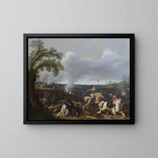 King Gustav II Adolf of Sweden at the Battle of Lützen, November 16, 1632 - Jan Asselijn — framed artwork on a wall