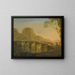 Landscape painting with shepherds and their flock crossing the Ponte Acquoria near Tivoli - Jan Asselijn — framed artwork on a wall
