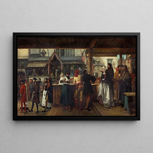Albrecht Dürer visiting Antwerp in 1520 - Jan August Hendrik Leys — framed artwork on a wall