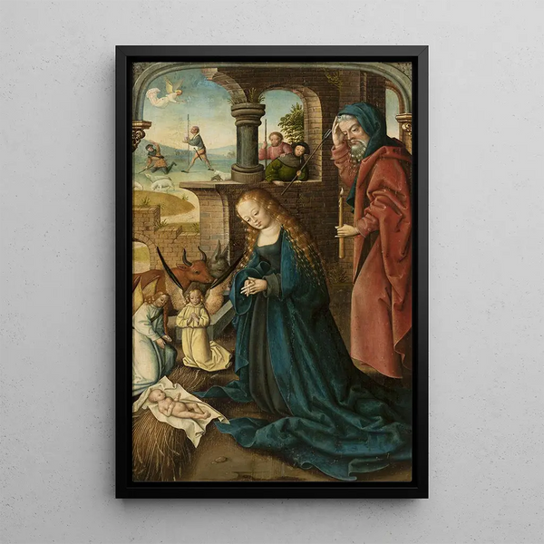 Adoration of the Child - Jan Baegert — framed artwork on a wall
