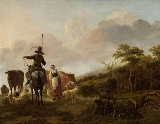 Pastoral landscape painting - Jan Baptist Wolfaerts — artwork view