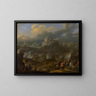 The Siege of Koblenz - Jan Baptist van der Meiren — framed artwork on a wall