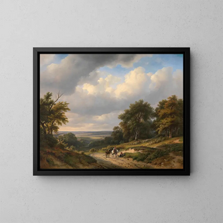 Landscape in the Ardennes - Jan Baptiste de Jonghe — framed artwork on a wall