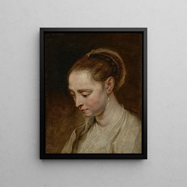 Study of a Young Woman's Head with a Pearl Earring - Jan Boeckhorst — framed artwork on a wall