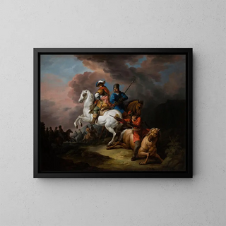 Battle scene - Jan Bogumił Plersch — framed artwork on a wall