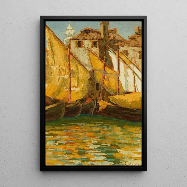 Voiles au soleil Chioggia - Jan Bohuszewicz — framed artwork on a wall