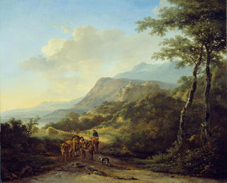 Italian landscape painting with travelers - Jan Both — artwork view