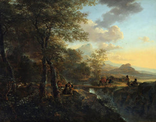 Italian landscape painting with a draftsman - Jan Both — artwork view