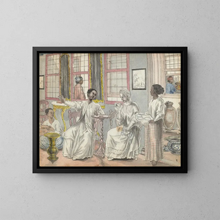 La visite dans une maison européenne à Batavia - Jan Brandes — framed artwork on a wall