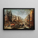 Urban winter landscape painting with carriages - Jan Carel van Eyck — framed artwork on a wall